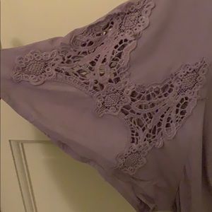 Astr lavender tie dress- lace detail sleeves